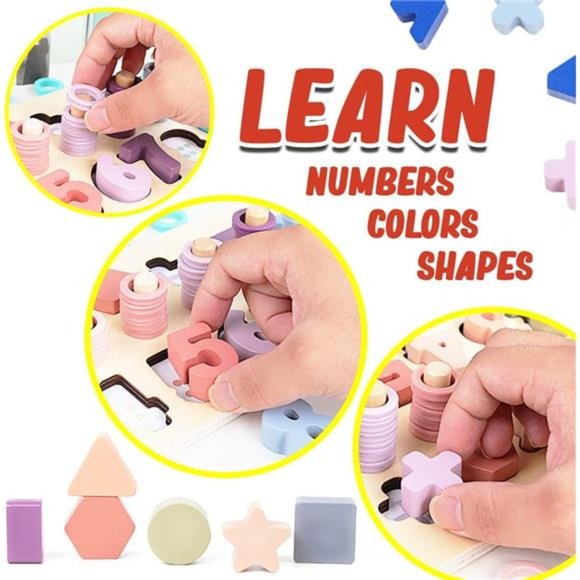 Wooden Number Puzzle for Kids - Montessori Toys for 1 Year Old Toddlers Learning - Picture 6 of 6